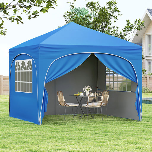 Costway - 10 X 10 FT Pop up Canopy Tent with 4 Removable Sidewall-Blue
