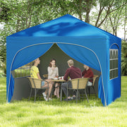 Costway - 10 X 10 FT Pop up Canopy Tent with 4 Removable Sidewall-Blue