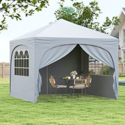 Costway - 10 X 10 FT Pop up Canopy Tent with 4 Removable Sidewall-White