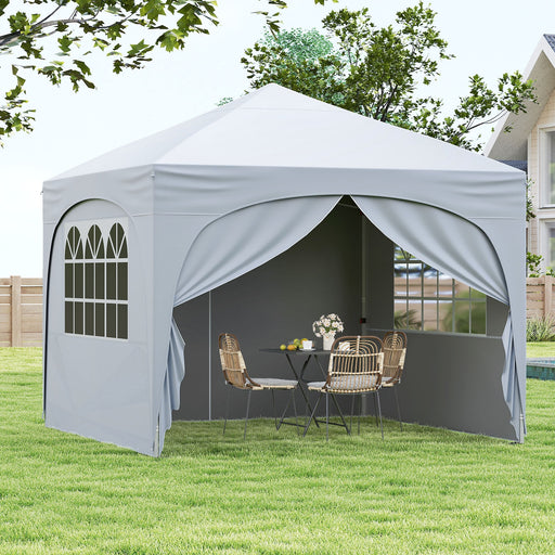 Costway - 10 X 10 FT Pop up Canopy Tent with 4 Removable Sidewall-White
