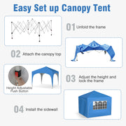 Costway - 10 X 10 FT Pop up Canopy Tent with 4 Removable Sidewall-Blue