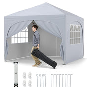 Costway - 10 X 10 FT Pop up Canopy Tent with 4 Removable Sidewall-White