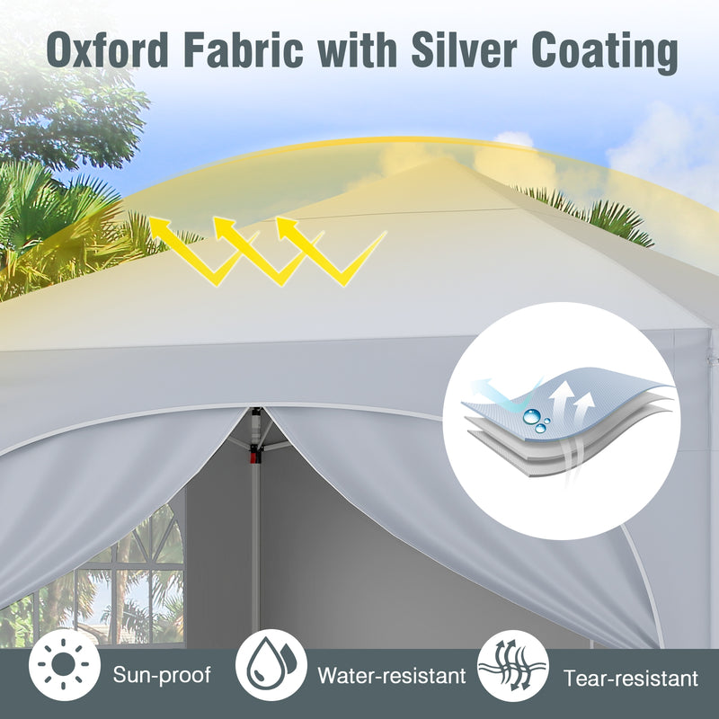 Costway - 10 X 10 FT Pop up Canopy Tent with 4 Removable Sidewall-White