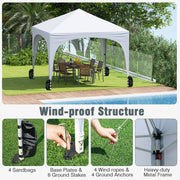 Costway - 10 X 10 FT Pop up Canopy Tent with 4 Removable Sidewall-White