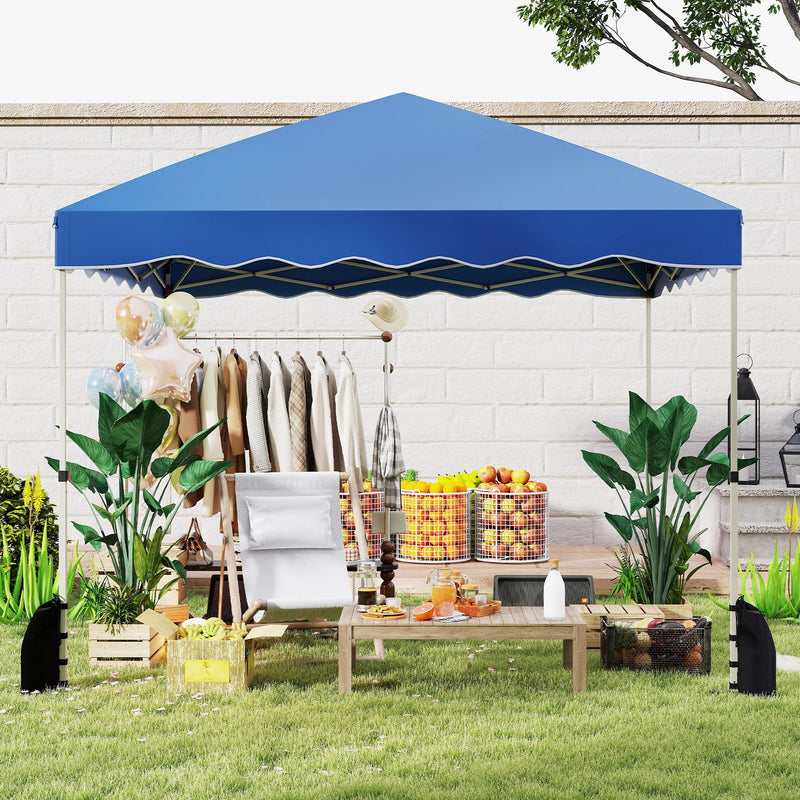 Costway - Foldable 10 X 10 Feet Pop up Canopy Tent with Wheeled Bag-Blue
