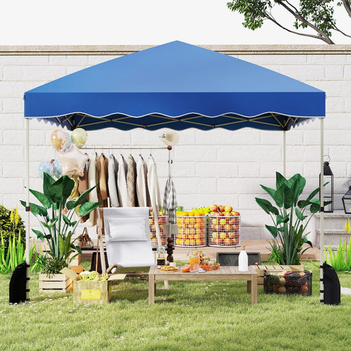 Costway - Foldable 10 X 10 Feet Pop up Canopy Tent with Wheeled Bag-Blue