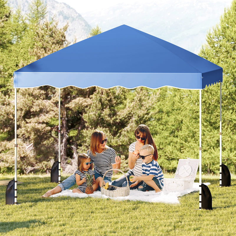 Costway - Foldable 10 X 10 Feet Pop up Canopy Tent with Wheeled Bag-Blue