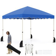 Costway - Foldable 10 X 10 Feet Pop up Canopy Tent with Wheeled Bag-Blue