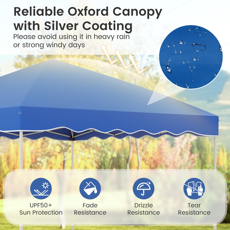 Costway - Foldable 10 X 10 Feet Pop up Canopy Tent with Wheeled Bag-Blue