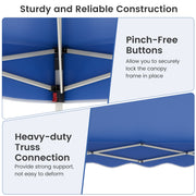 Costway - Foldable 10 X 10 Feet Pop up Canopy Tent with Wheeled Bag-Blue
