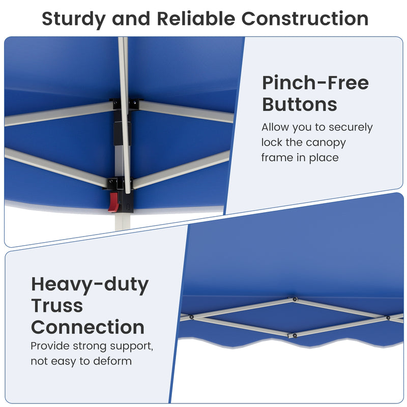 Costway - Foldable 10 X 10 Feet Pop up Canopy Tent with Wheeled Bag-Blue