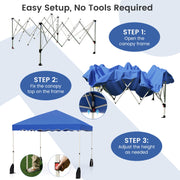 Costway - Foldable 10 X 10 Feet Pop up Canopy Tent with Wheeled Bag-Blue