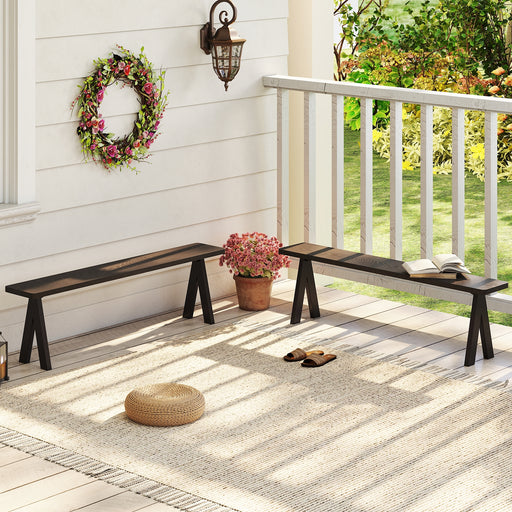 Costway - 3-Person Outdoor Bench Set of 2 with 800 LBS Bearing Capacity