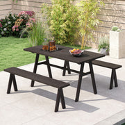 Costway - 3-Person Outdoor Bench Set of 2 with 800 LBS Bearing Capacity