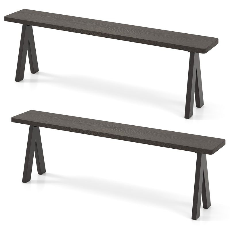 Costway - 3-Person Outdoor Bench Set of 2 with 800 LBS Bearing Capacity