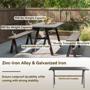 Costway - 3-Person Outdoor Bench Set of 2 with 800 LBS Bearing Capacity