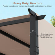 Costway - 10 x 10 ft Flat Top Pergola with Retractable Canopy for Garden Pool Porch and Backyard-Beige