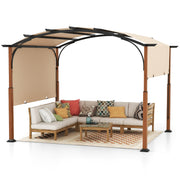 Costway - 10 x 12 FT Outdoor Retractable Pergola with Retractable Canopy for Patio-Beige