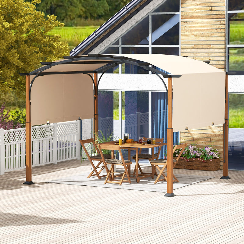 Costway - 10 x 12 FT Outdoor Retractable Pergola with Retractable Canopy for Patio-Beige