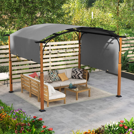 Costway - 10 x 12 FT Outdoor Retractable Pergola with Retractable Canopy for Patio-Gray