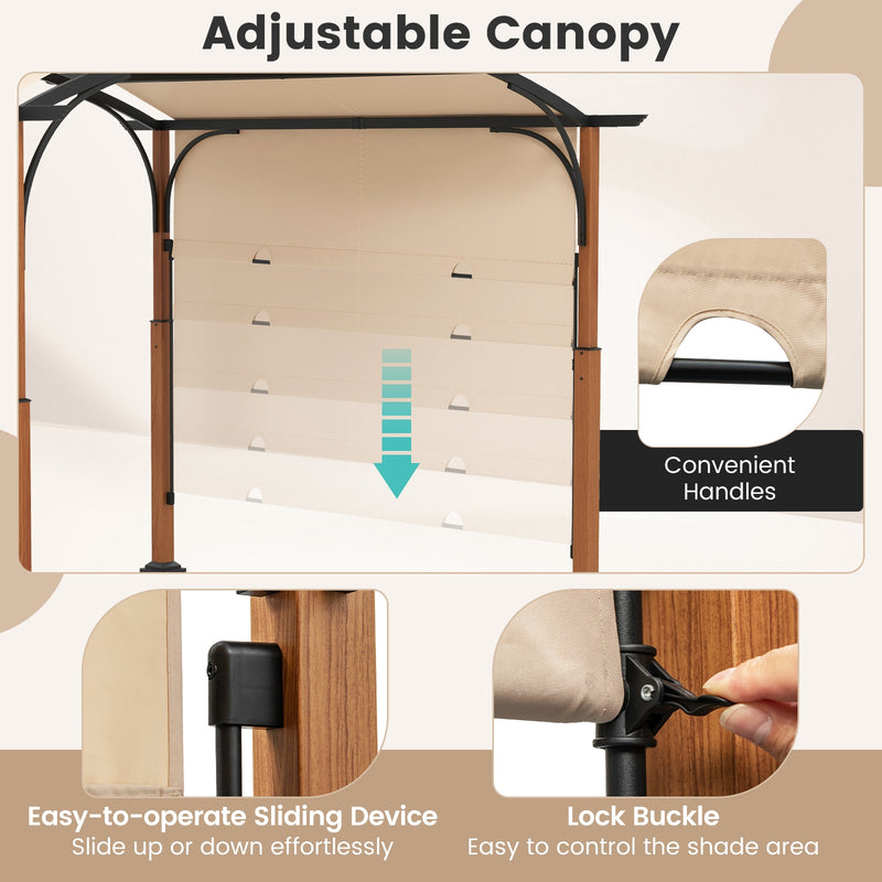 Costway - 10 x 12 FT Outdoor Retractable Pergola with Retractable Canopy for Patio-Beige