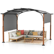 Costway - 10 x 12 FT Outdoor Retractable Pergola with Retractable Canopy for Patio-Gray