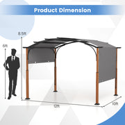 Costway - 10 x 12 FT Outdoor Retractable Pergola with Retractable Canopy for Patio-Gray