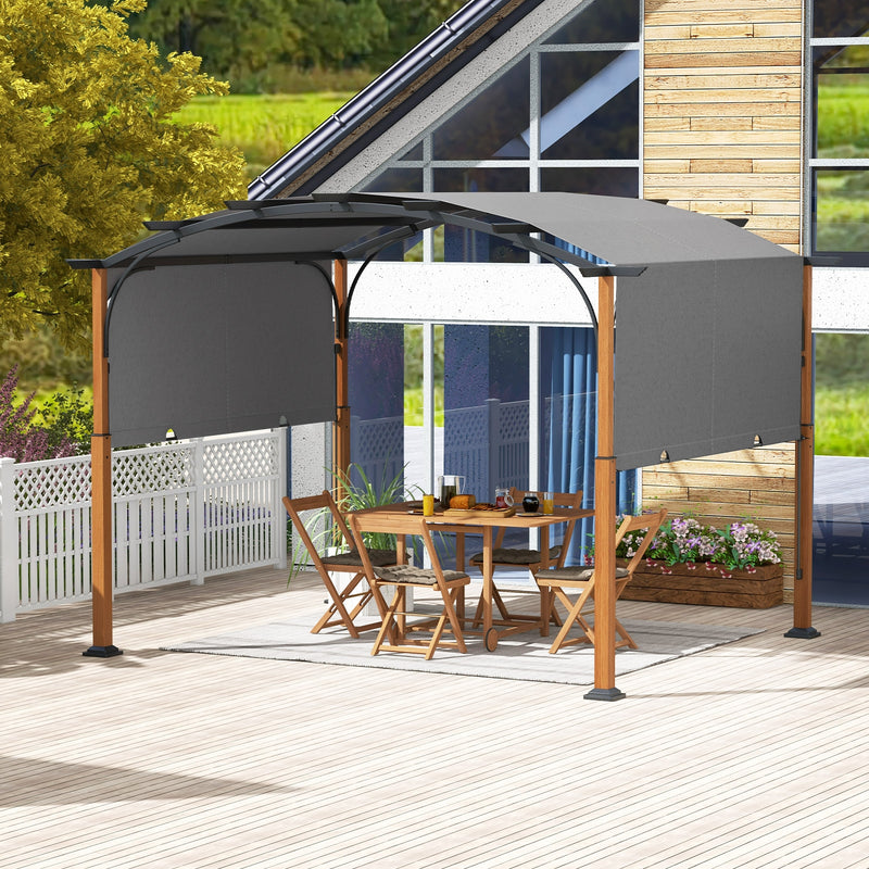 Costway - 10 x 12 FT Outdoor Retractable Pergola with Retractable Canopy for Patio-Gray
