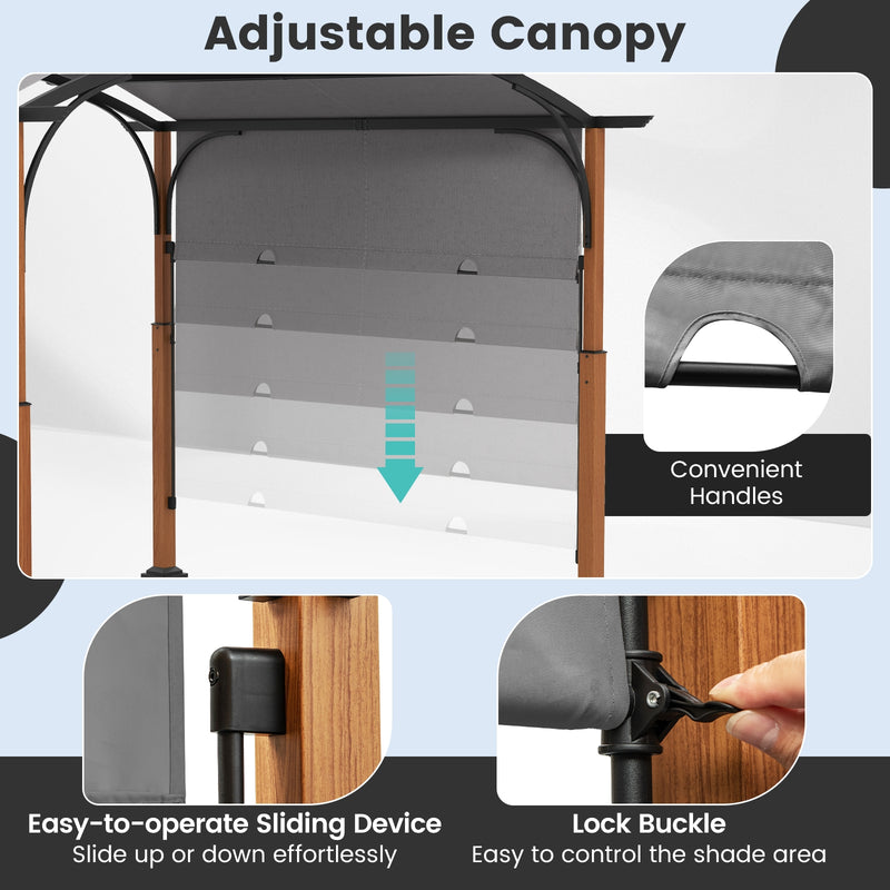 Costway - 10 x 12 FT Outdoor Retractable Pergola with Retractable Canopy for Patio-Gray