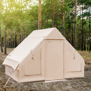 Costway - Inflatable Camping Tent 2/4/6 People Glamping Tent for Family Camping with Pump-Beige