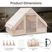 Costway - Inflatable Camping Tent 2/4/6 People Glamping Tent for Family Camping with Pump-Beige