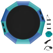 Costway - 10 Feet Inflatable Splash Padded Water Bouncer Trampoline-Blue