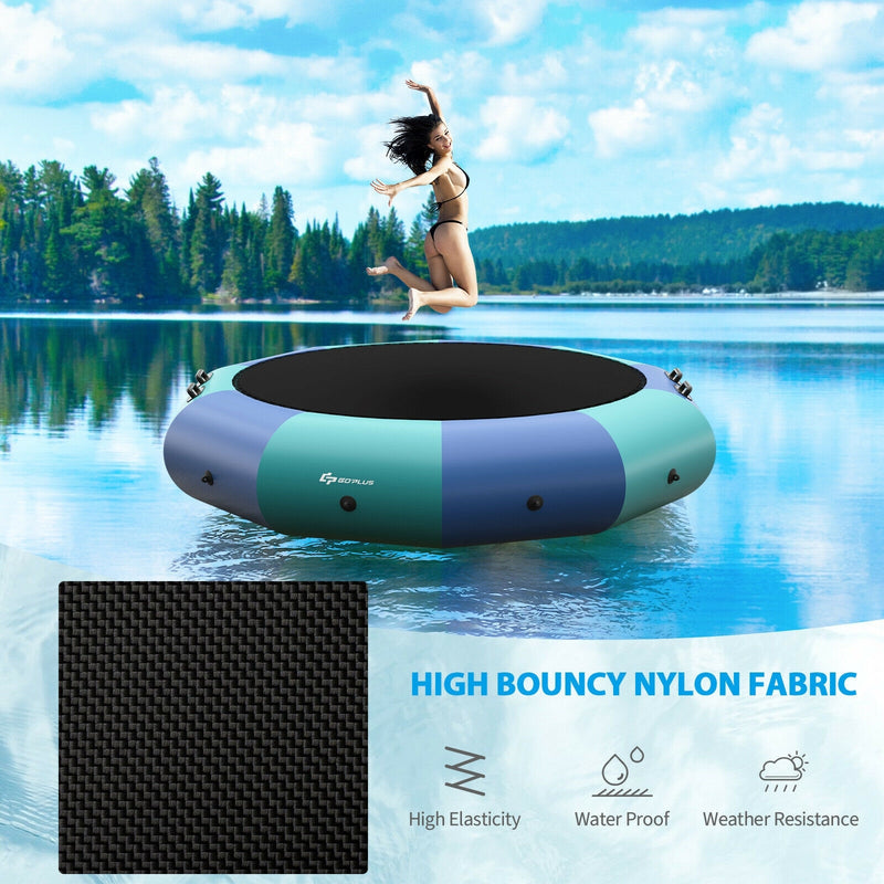Costway - 10 Feet Inflatable Splash Padded Water Bouncer Trampoline-Blue