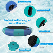 Costway - 10 Feet Inflatable Splash Padded Water Bouncer Trampoline-Blue