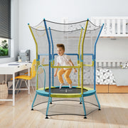 Costway - Mini Trampoline for Kids with Safety Enclosure Net and Foam Handles-Yellow
