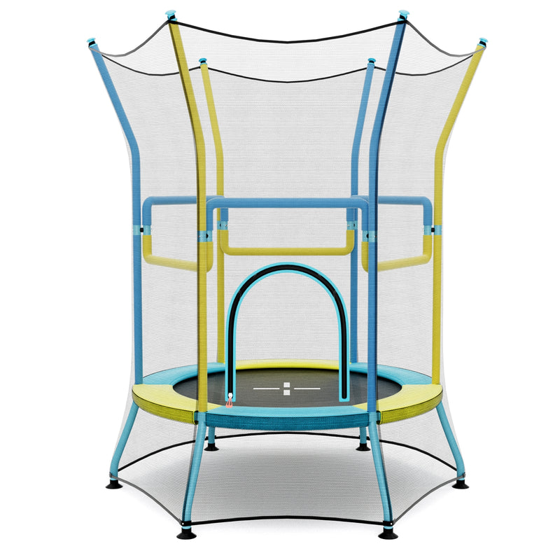 Costway - Mini Trampoline for Kids with Safety Enclosure Net and Foam Handles-Yellow