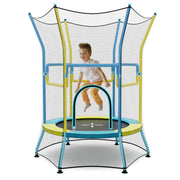 Costway - Mini Trampoline for Kids with Safety Enclosure Net and Foam Handles-Yellow