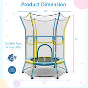 Costway - Mini Trampoline for Kids with Safety Enclosure Net and Foam Handles-Yellow