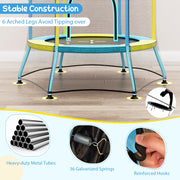 Costway - Mini Trampoline for Kids with Safety Enclosure Net and Foam Handles-Yellow