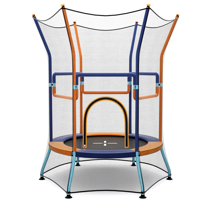Costway - Mini Trampoline for Kids with Safety Enclosure Net and Foam Handles-Orange