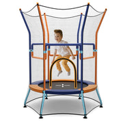 Costway - Mini Trampoline for Kids with Safety Enclosure Net and Foam Handles-Orange
