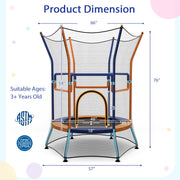 Costway - Mini Trampoline for Kids with Safety Enclosure Net and Foam Handles-Orange