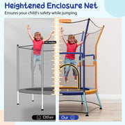 Costway - Mini Trampoline for Kids with Safety Enclosure Net and Foam Handles-Orange