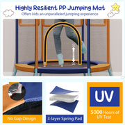 Costway - Mini Trampoline for Kids with Safety Enclosure Net and Foam Handles-Orange
