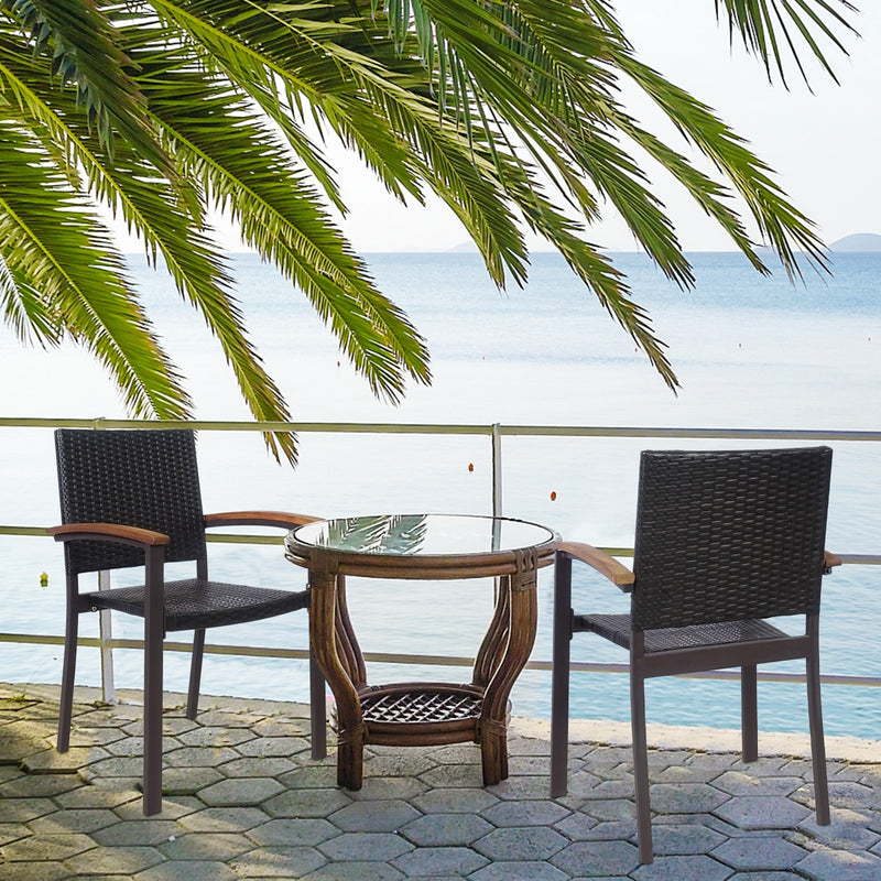 Costway - Set of 2 Outdoor Patio Wicker Dining Chairs