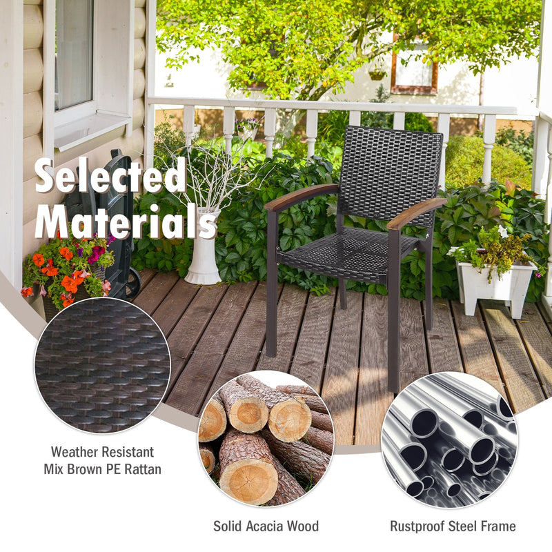 Costway - Set of 2 Outdoor Patio Wicker Dining Chairs