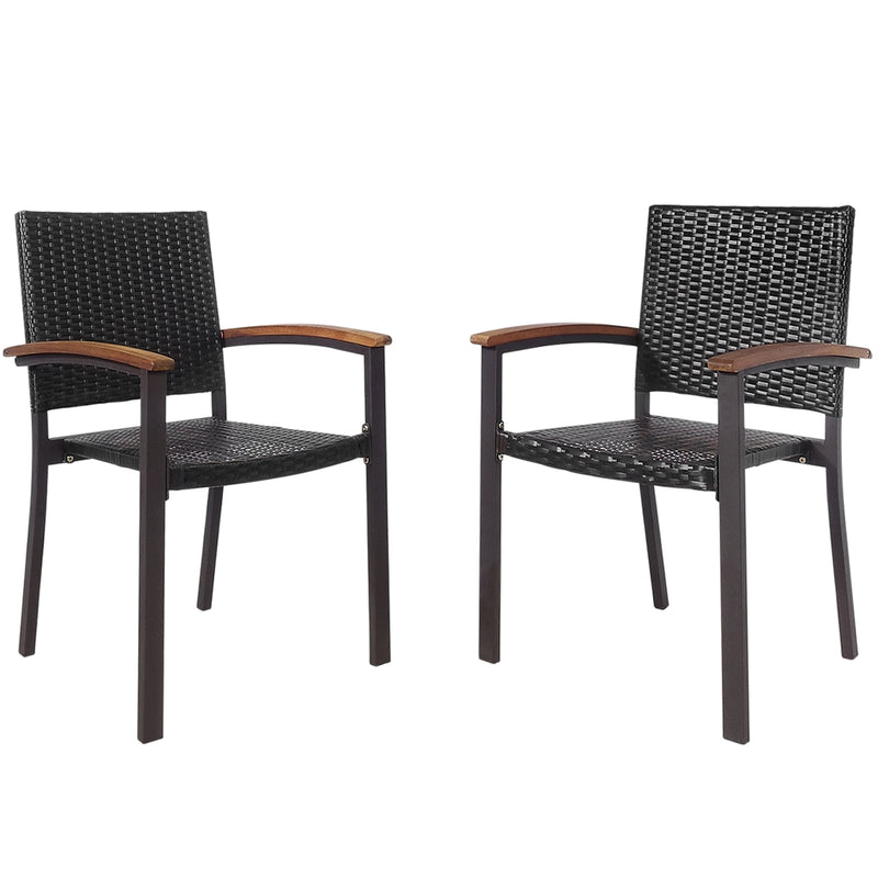 Costway - Set of 2 Outdoor Patio Wicker Dining Chairs