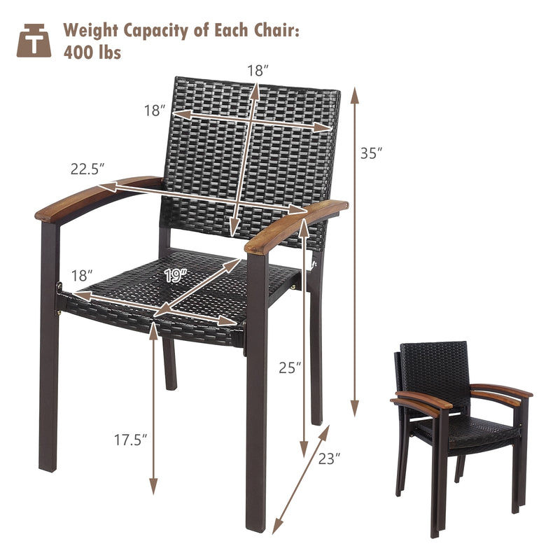 Costway - Set of 2 Outdoor Patio Wicker Dining Chairs