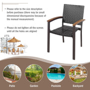 Costway - Set of 2 Outdoor Patio Wicker Dining Chairs