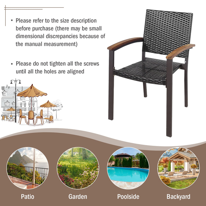 Costway - Set of 2 Outdoor Patio Wicker Dining Chairs